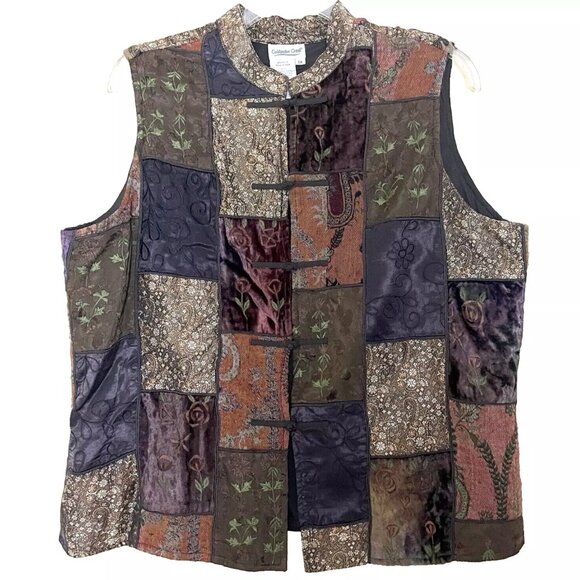 Coldwater Creek Asian Patchwork Vest Size 2X - Picture 1 of 8